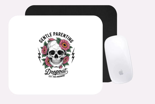 Skull Gentle Parenting with flowers Mouse Pad 7.5" x 9"