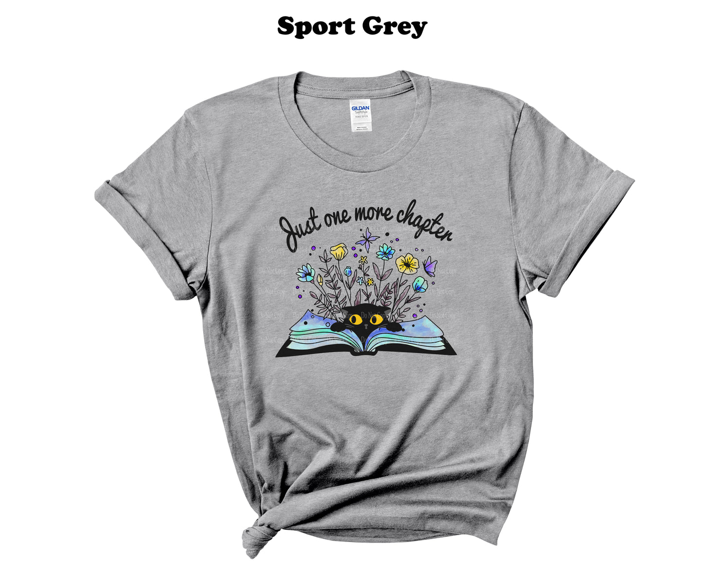 Just one more chapter floral with black cat Tee