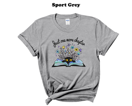 Just one more chapter floral with black cat Tee