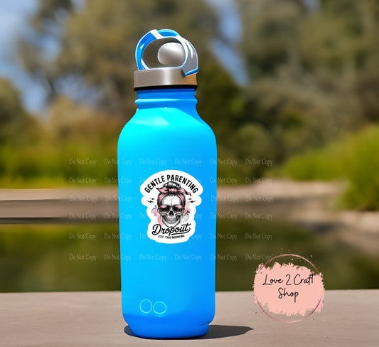 Messy Bun Skull Gentle Parenting with flowers Stickers