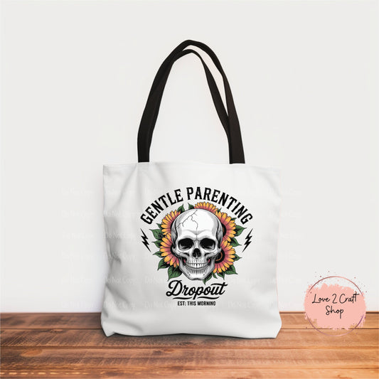 Skull Gentle Parenting with flowers Tote