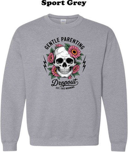 Skull Gentle Parenting with flowers Crewneck