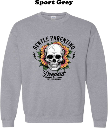 Skull Gentle Parenting with flowers Crewneck