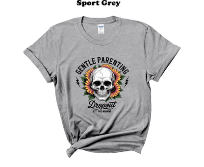 Skull Gentle Parenting with flowers T-Shirt