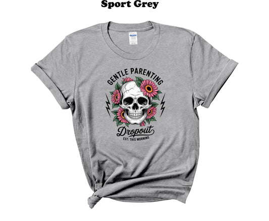 Skull Gentle Parenting with flowers T-Shirt