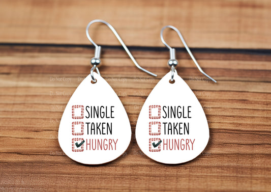 Single Taken Hungry teardrop earrings