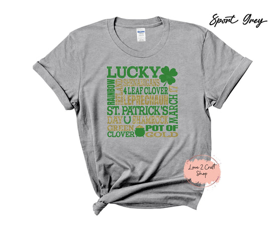 St Patricks day Subway art print - Faux Glitter  T-Shirt