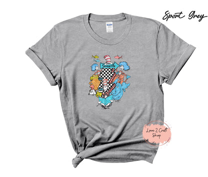 Seussville Collage - Faux Glitter  - Cat in the Hat T-Shirt