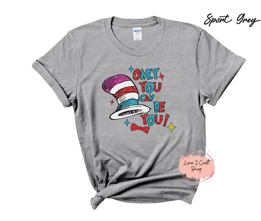 Only you can be you - Faux Glitter  - Cat in the Hat T-Shirt