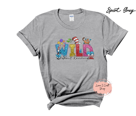 Wild about Reading  - Faux Glitter  - Cat in the Hat T-Shirt