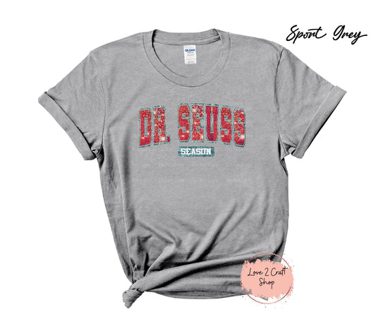 Dr Seuss Season - Faux Glitter Cat in the Hat T-Shirt