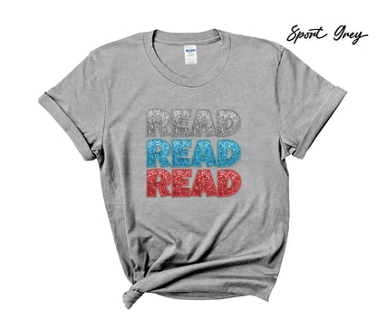 Stacked words Read  - Faux Glitter Cat in the Hat T-Shirt