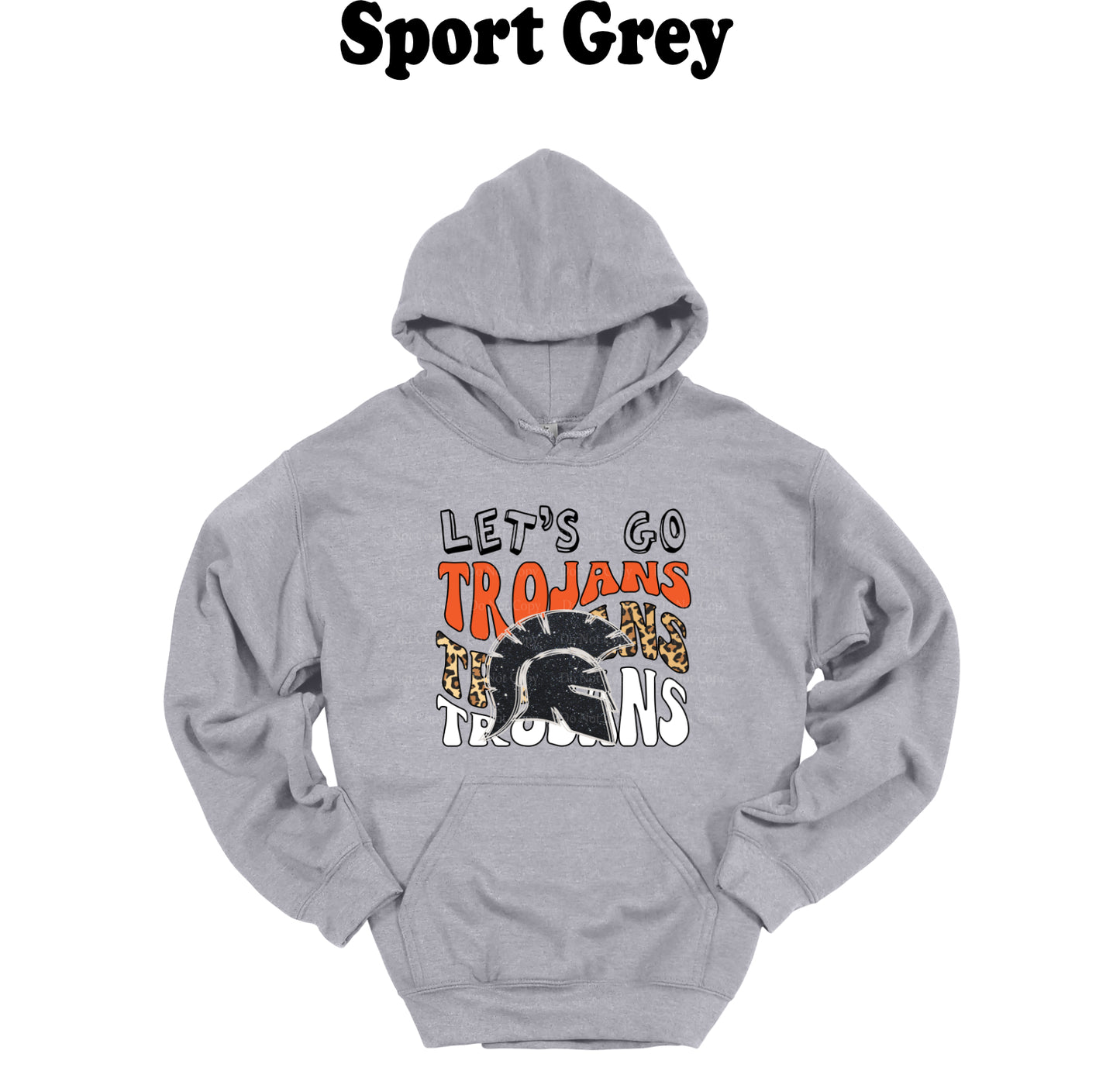 Let's Go Trojans School Spirit Leopard print Hooded Sweatshirt