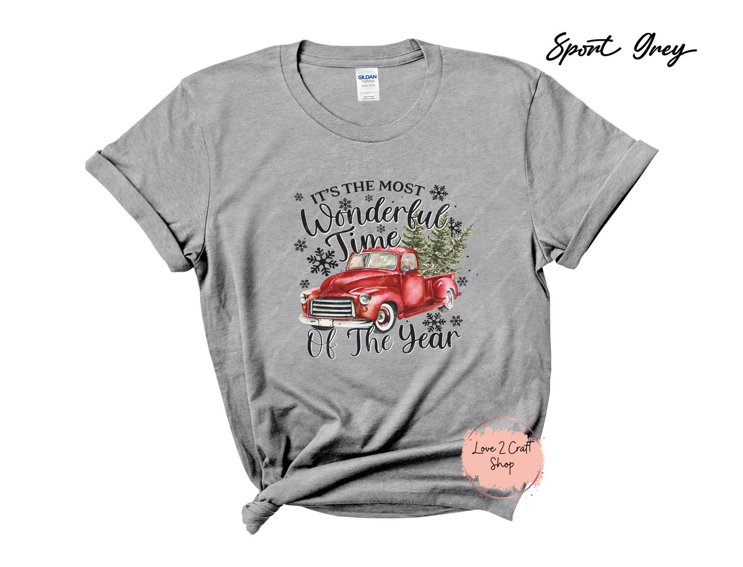 Vintage Red Truck Wonderland: It's the Most Wonderful Time of the Year Tee - Solid