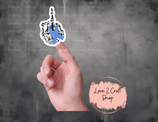 Colon Cancer Skeleton Hand Middle Finger Stickers