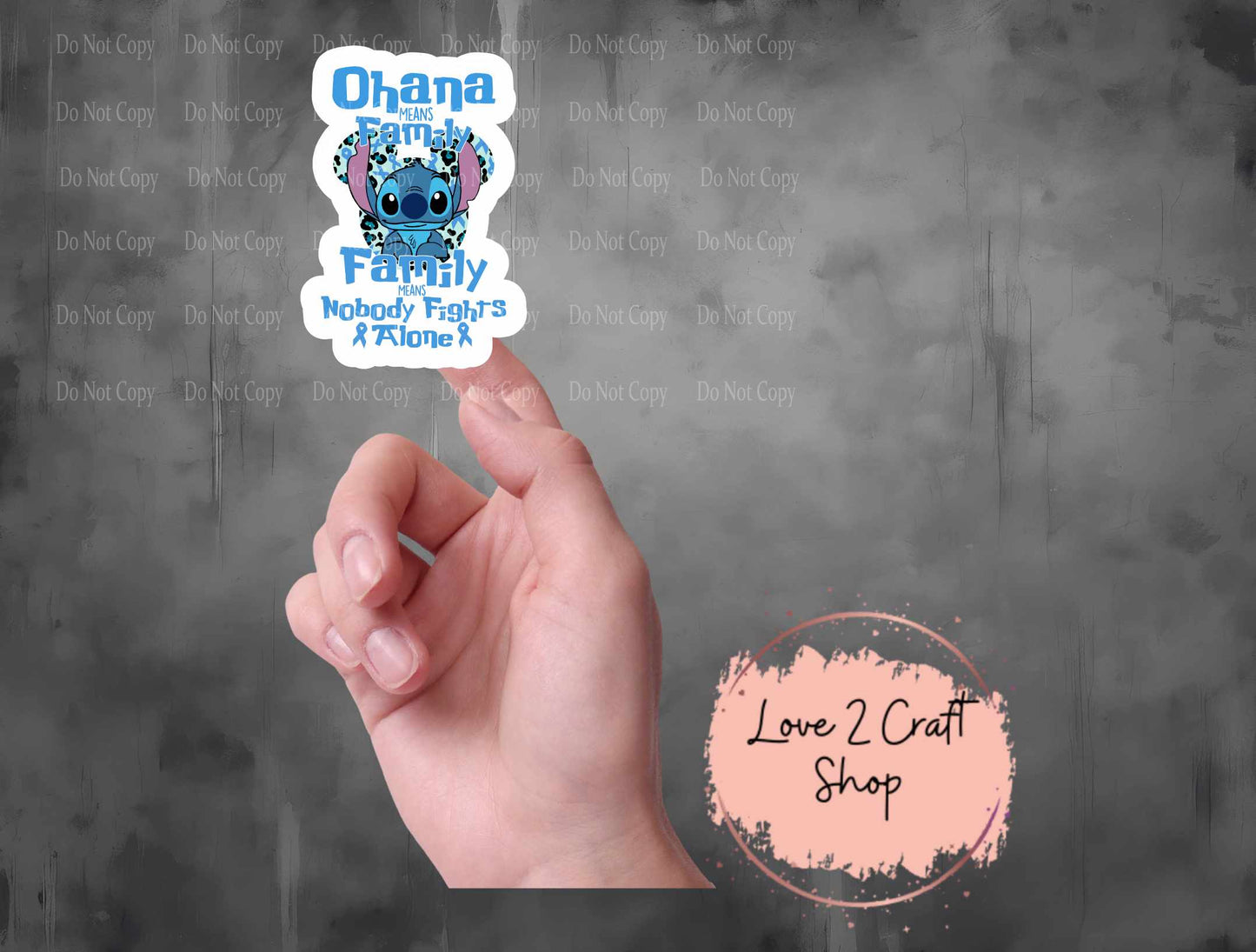Colon Cancer Stitch Ohana means family Stickers