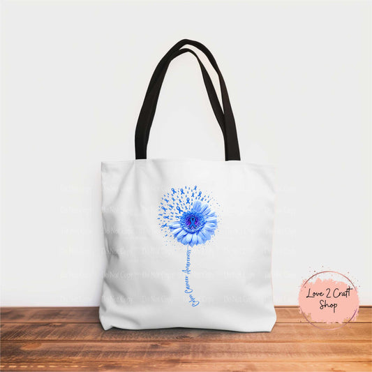 Colon Cancer Awareness Sunflower whimsical 18.5" Tote