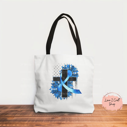 Colon Cancer Floral Cross 18.5" Tote