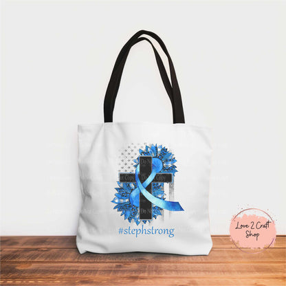 Colon Cancer Floral Cross 18.5" Tote