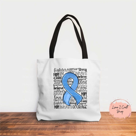 Colon Cancer ribbon typography 18.5" Tote