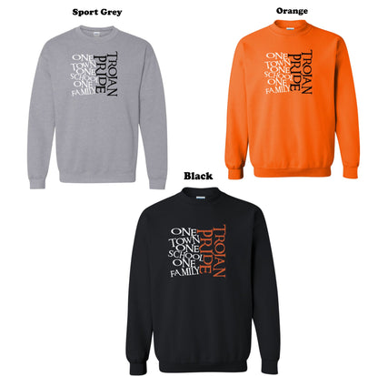 Trojan Pride - One Town, One School, One Family Crew Sweatshirt
