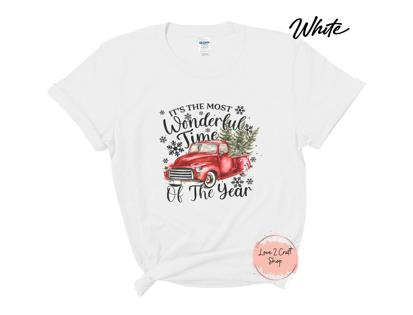 Vintage Red Truck Wonderland: It's the Most Wonderful Time of the Year Tee - Solid