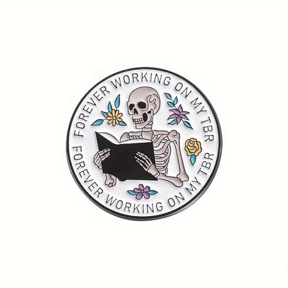 Reading books Skeleton Pins