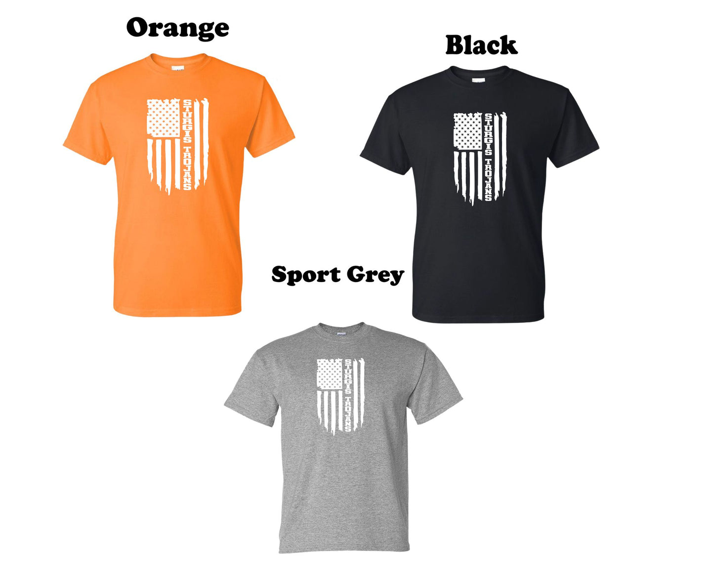 Sturgis Trojans White American Flag Tee