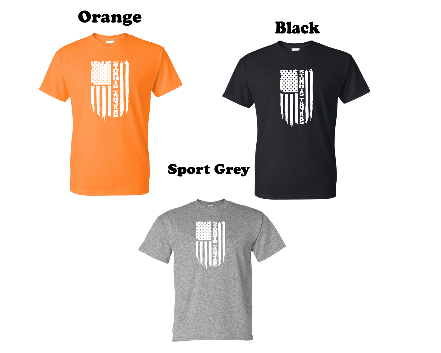 Sturgis Trojans White American Flag Tee