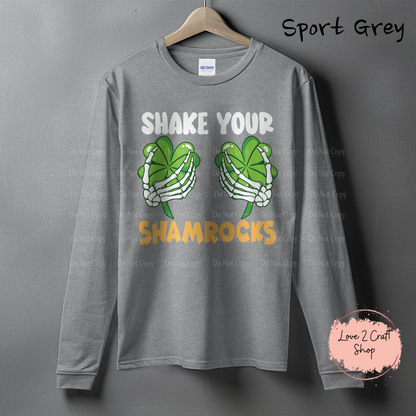 Shake your Shamrocks! Skeleton groping hands St. Patrick’s Day Long Sleeve