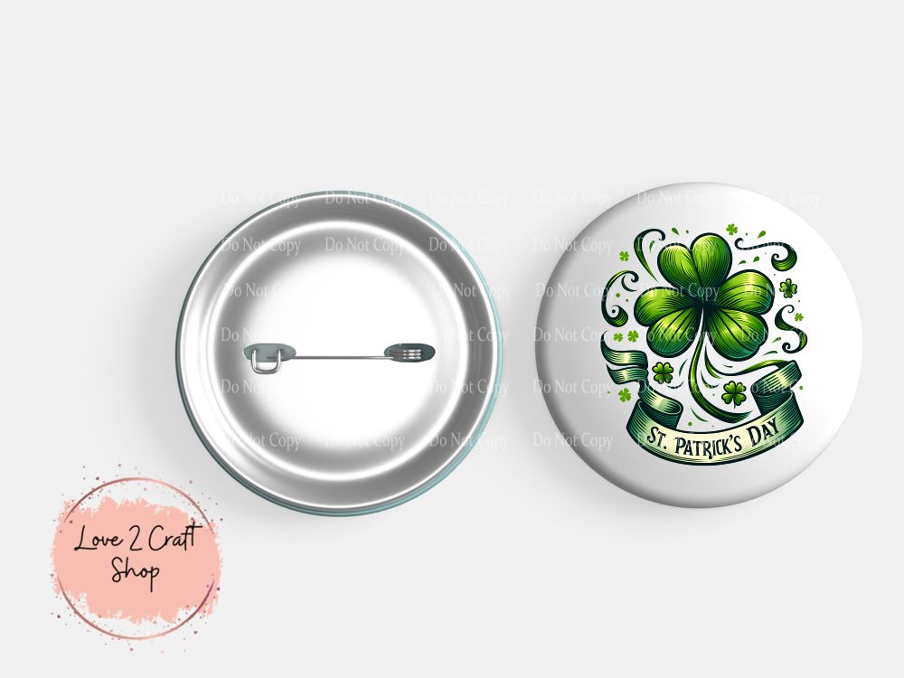 Four Leaf Clover St. Patrick's Day Button