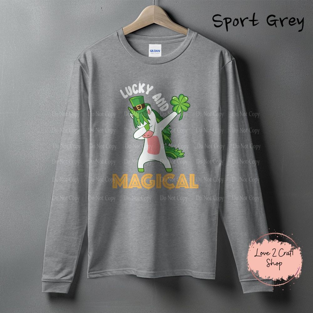 Lucky and magical dabbing unicorn St. Patrick’s Day Long Sleeve