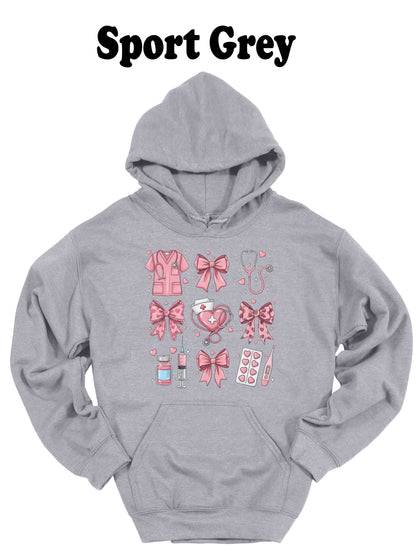 Cute Nurse Coquette Valentines Hoodie