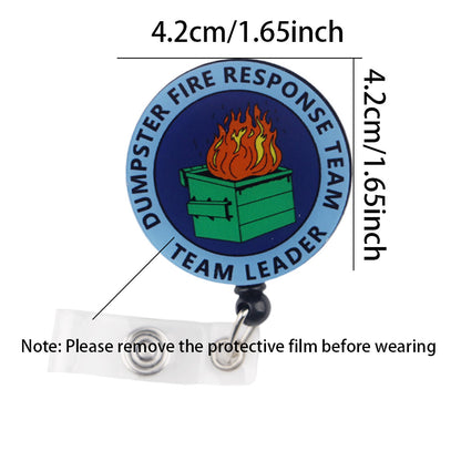Dumpster Fire Response Team - Team Leader -  Retractable  Badge Holder Office Lanyard - 1pc (Includes Protective Film on Surface)