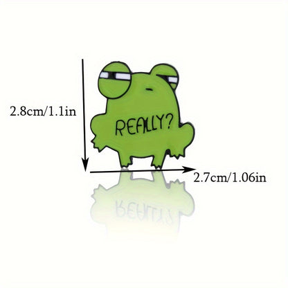 Charming Green Frog Side eye "Really?" Pin