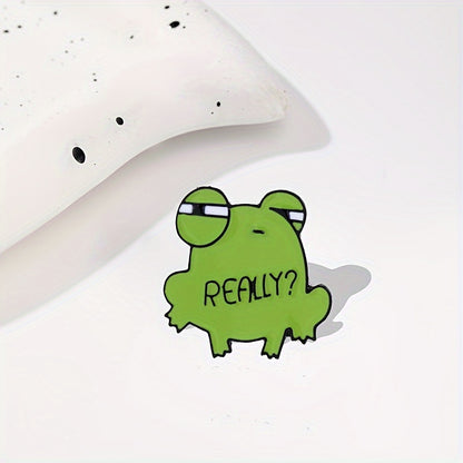 Charming Green Frog Side eye "Really?" Pin