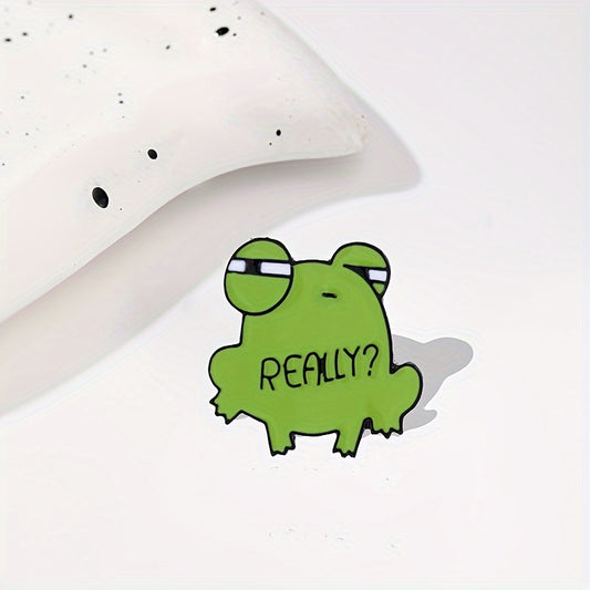 Charming Green Frog Side eye "Really?" Pin