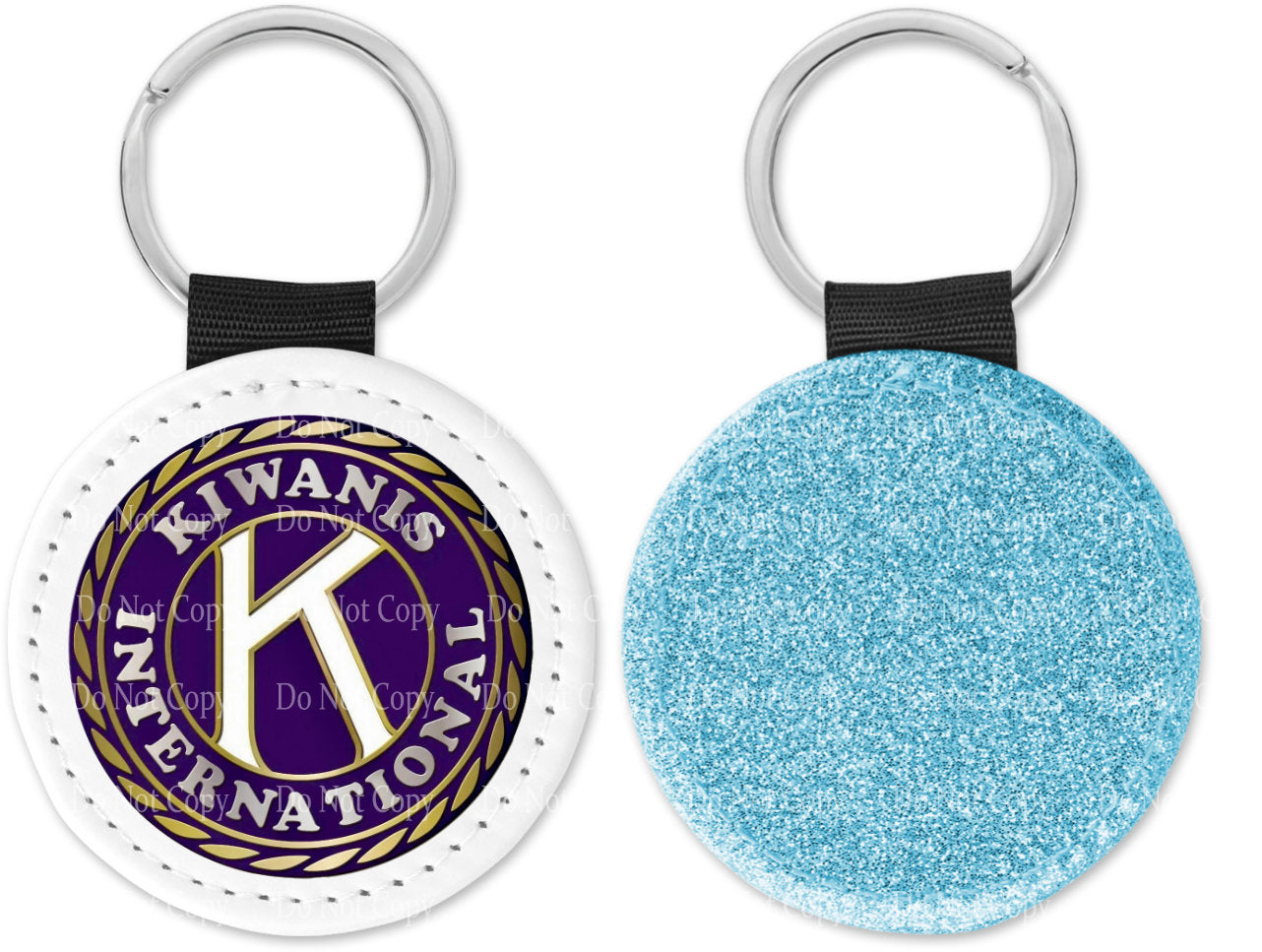 Kiwanis Logo Round Sparkly Key Chain
