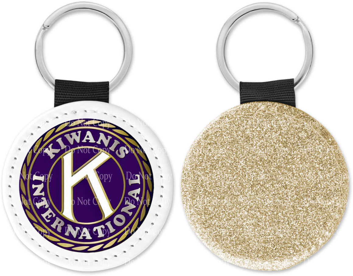 Kiwanis Logo Round Sparkly Key Chain