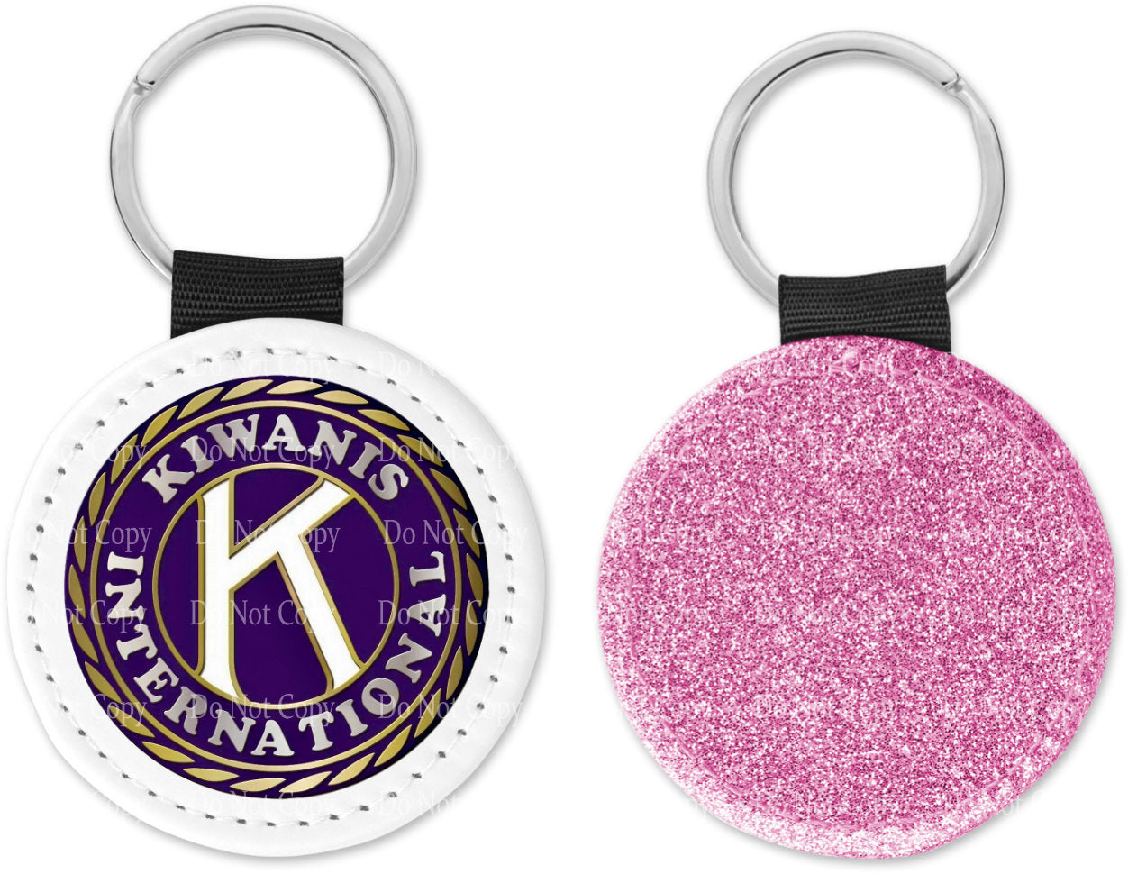 Kiwanis Logo Round Sparkly Key Chain