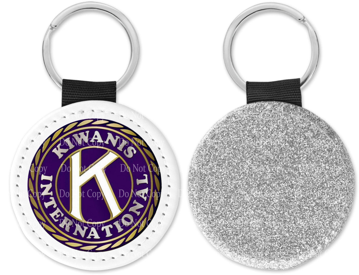 Kiwanis Logo Round Sparkly Key Chain