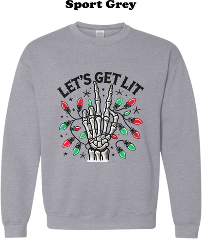 Lets get Lit peace sign with Christmas lights Crew
