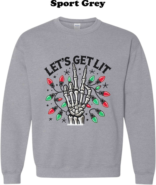 Lets get Lit peace sign with Christmas lights Crew