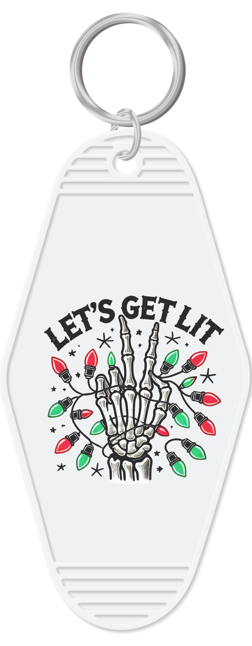 Lets get Lit peace sign with Christmas lights Motel Key Chain