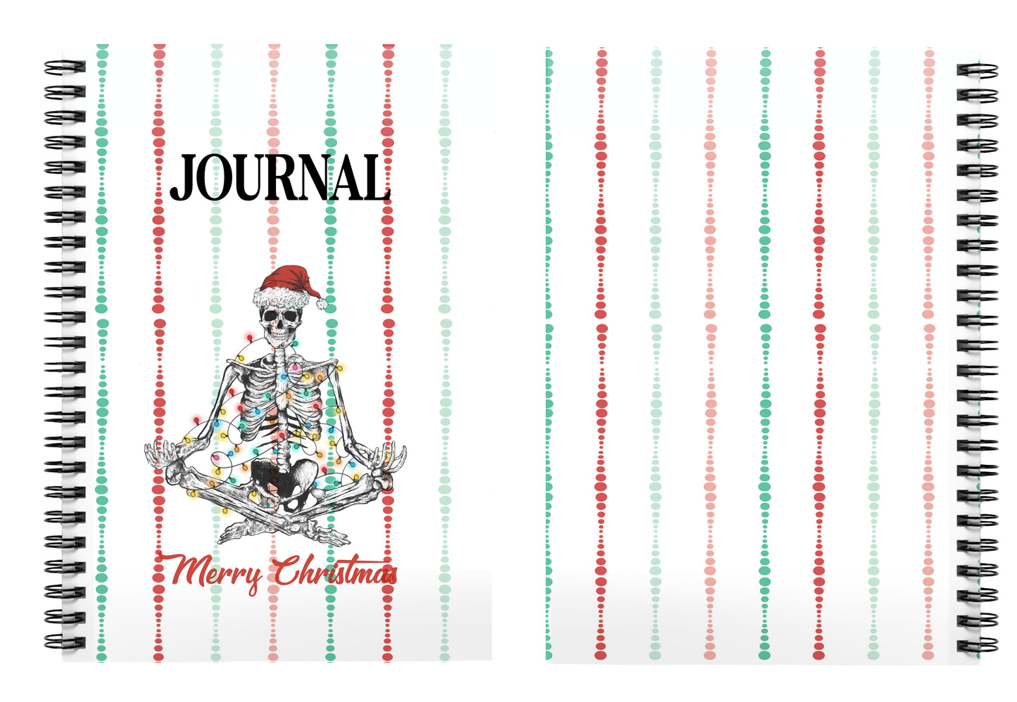 Meditating Skeleton with santa hat and Christmas Lights Journal