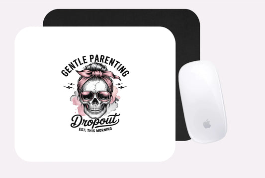 Messy Bun Skull Gentle Parenting with flowers Mouse Pad 7.5" x 9"